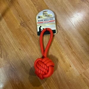 Dog Whisperer ~ Red Rope Ball Tug ~ Chicken Scented ~  Dog Toy